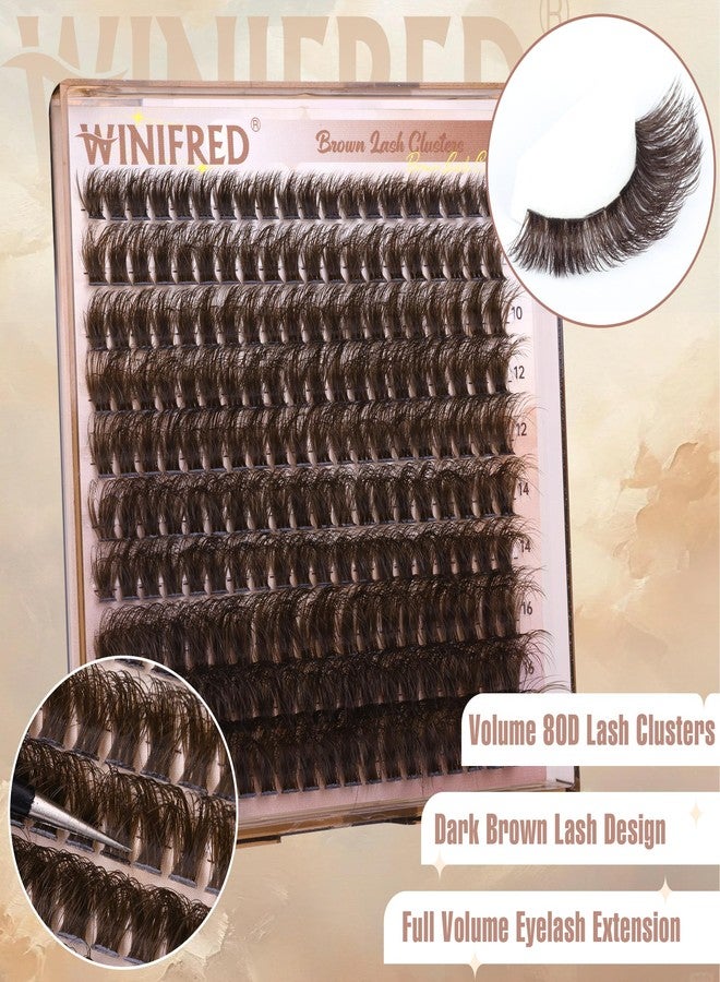 Winifred Brown Lash Clusters Dark Brown Individual Lashes Wispy Thick Volume Lash Extension D Curvature Clusters Eyelashes 80D Clusters Lashes by Winifred (8-18mm) - Image 2